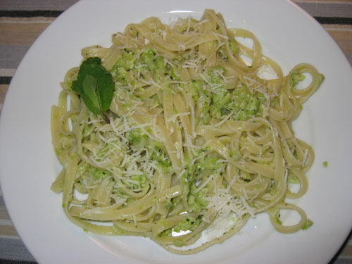 Fava Bean Pesto on Fettucini