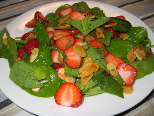 Spinach and Strawberry Salad with Butter Toasted Almonds