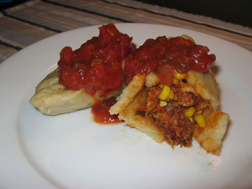 Tamales with Shredded Chicken and Corn Filling