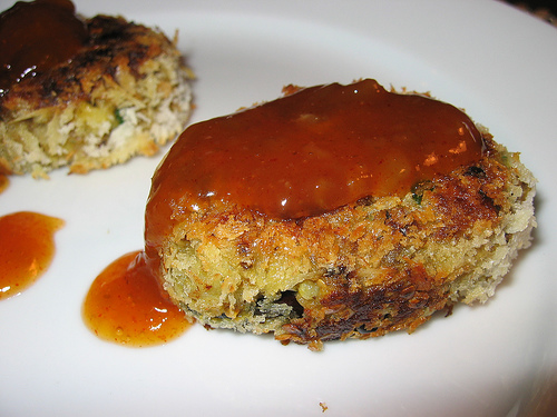 Curry Eggplant Croquettes with Mango Chutney