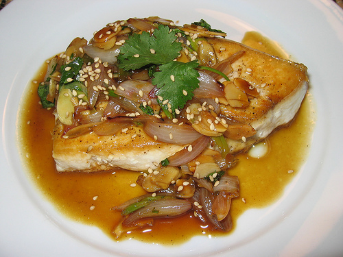 Swordfish with Amandine Sauce