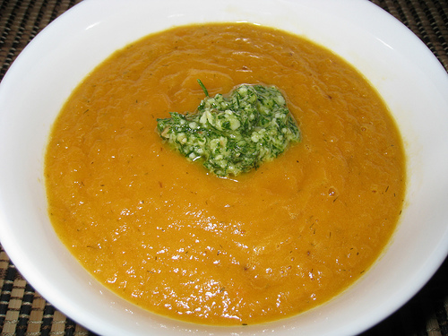 Carrot Soup with Dill Pesto