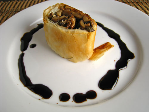 Mushroom and Goat Cheese Strudel with Balsamic Syrup Mushroom and Goat Cheese Strudel with Balsamic Syrup