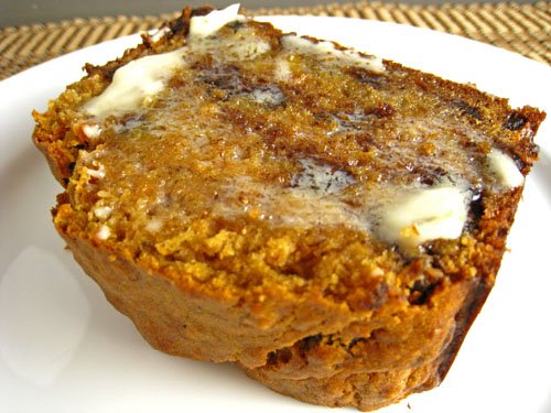 Curried Chocolate Chip Banana Bread, Buttered Slice Curried Chocolate Chip Banana Bread, Buttered Slice