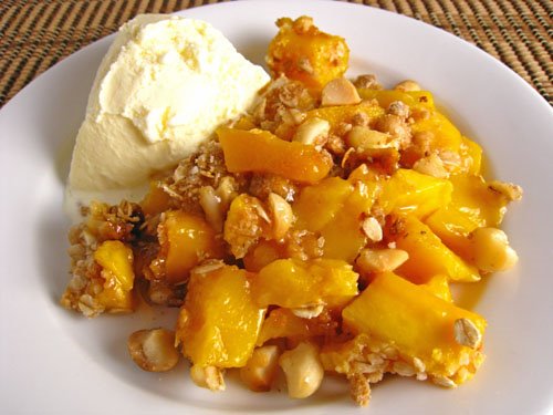 Mango Crisp with Macadamia Nut Crust
