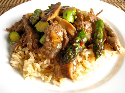 Asparagus, Beef and Shiitake Mushroom Stir-fry