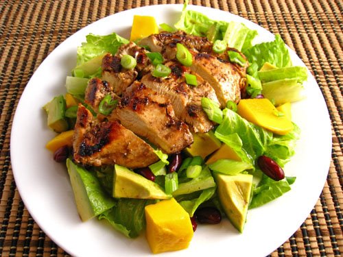 Jerked Chicken with Mango and Avocado Salad
