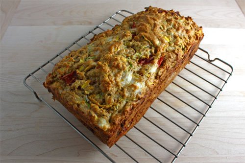 Zucchini Bread with Roasted Red Peppers and Feta, Cooling Zucchini Bread with Roasted Red Peppers and Feta, Cooling