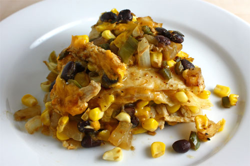 Corn and Black Bean Tortilla Pie - Slice