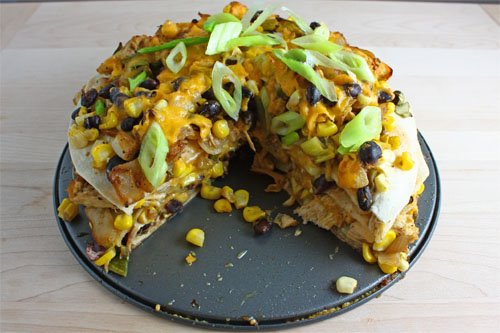 Corn and Black Bean Tortilla Pie - Sliced