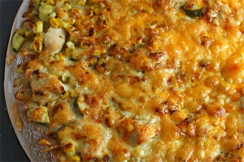 Corn, Zucchini and Chicken Pizza