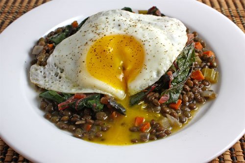 Fried Egg on Lentils and Greens Fried Egg on Lentils and Greens