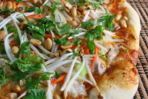 Thai Chicken Pizza with Spicy Peanut Sauce Thai Chicken Pizza with Spicy Peanut Sauce