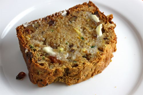 Zucchini Bread, Buttered Slice Zucchini Bread, Buttered Slice