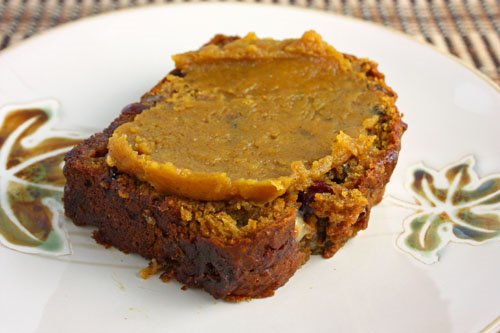 Pumpkin Bread with Dried Cranberries, Toasted Pecans and White Chocolate Chips with Pumpkin Butter Pumpkin Bread with Dried Cranberries, Toasted Pecans and White Chocolate Chips with Pumpkin Butter