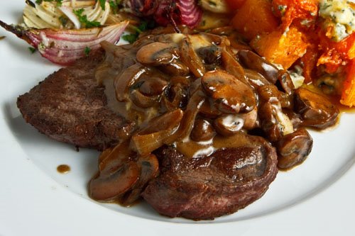 Steak Tenderloin in a Mushroom and Blue Cheese Sauce Steak Tenderloin in a Mushroom and Blue Cheese Sauce