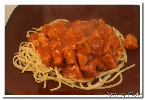 Mozzarella and Roasted Garlic Sausage Spaghetti Mozzarella and Roasted Garlic Sausage Spaghetti