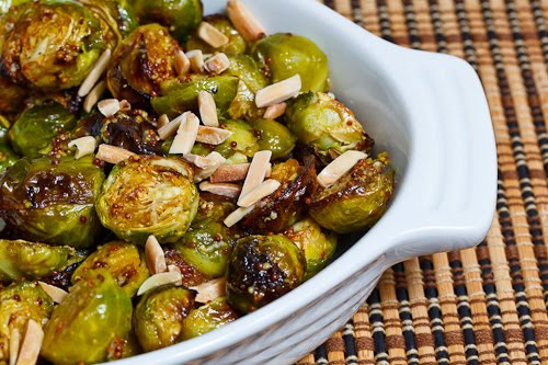Maple Dijon Roasted Brussels Sprouts