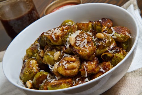 Balsamic Roasted Brussels Sprouts with Toasted Pine Nuts