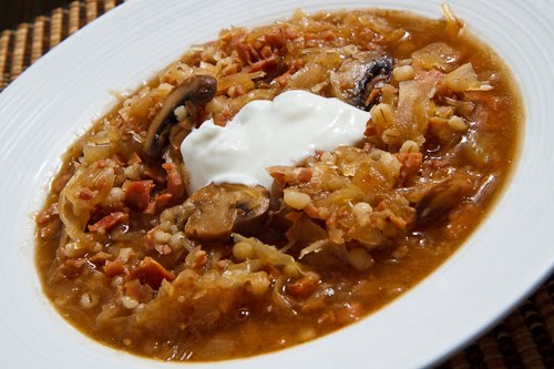 Ham and Mushroom Sauerkraut Soup