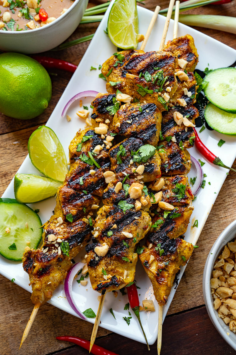 Chicken Satay with Spicy Peanut Dipping Sauce Chicken Satay with Spicy Peanut Dipping Sauce