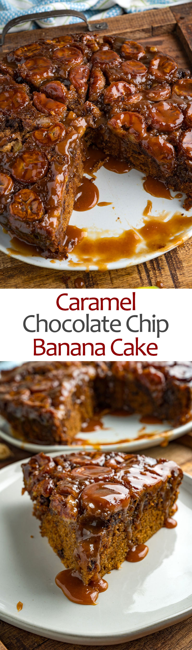 Caramel Banana Upside Down Cake with Chocolate Chips Caramel Banana Upside Down Cake with Chocolate Chips