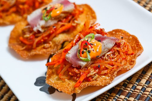 Bean Sprout Kimchi Ahi Tuna Tostadas