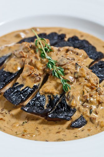 Grilled Portobello Mushroom in a Porcini Cream Sauce
