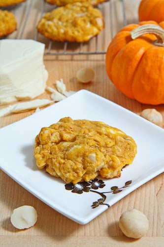 Pumpkin White Chocolate Chip and Macadamia Nut Cookies