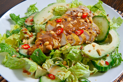 Chicken Satay Salad in Spicy Peanut Dressing Chicken Satay Salad in Spicy Peanut Dressing