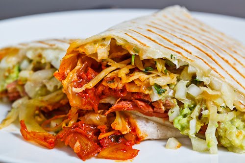 Corned Beef, Cabbage and Kimchi Burrito