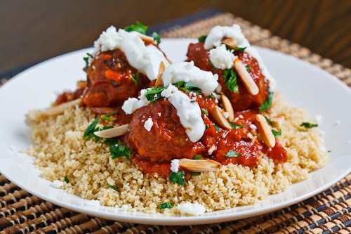 Lamb Meatballs in Mint Tomato Sauce in Feta and Yogurt Lamb Meatballs in Mint Tomato Sauce in Feta and Yogurt