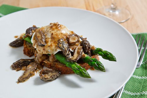 Morel and Asparagus Eggs Benedict