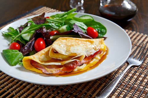 Ham, Egg and Gruyere Crepes with Maple Syrup Ham, Egg and Gruyere Crepes with Maple Syrup