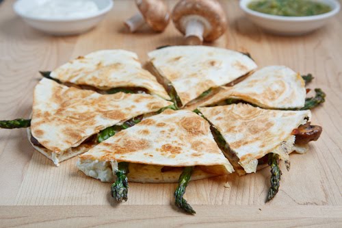 Roast Asparagus and Caramelized Mushroom Quesadillas with Goat Cheese Roast Asparagus and Caramelized Mushroom Quesadillas with Goat Cheese