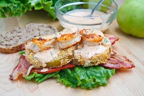 Fried Green Tomato BLT with Shrimp Remoulade Fried Green Tomato BLT with Shrimp Remoulade