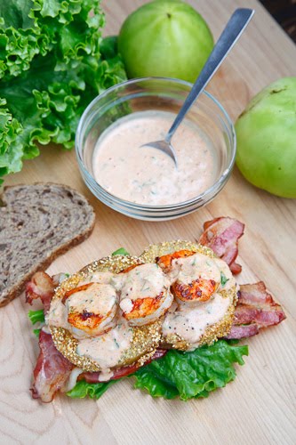 Fried Green Tomato BLT with Shrimp Remoulade Fried Green Tomato BLT with Shrimp Remoulade
