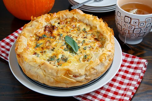 Roasted Pumpkin Quiche with Caramelized Onions, Gorgonzola and Sage Roasted Pumpkin Quiche with Caramelized Onions, Gorgonzola and Sage