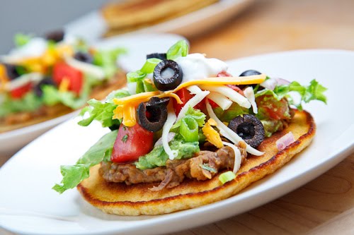 Seven Layer Dip Cornmeal Pancakes