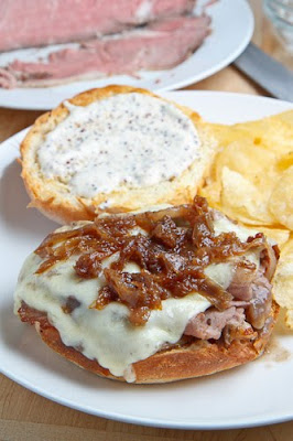 Roast Beef Sandwich with Caramelized Onions and Grainy Mustard, Horseradish Mayo Roast Beef Sandwich with Caramelized Onions and Grainy Mustard, Horseradish Mayo