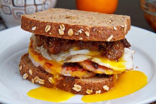Peameal Bacon Breakfast Sandwich with Maple Caramelized Onions