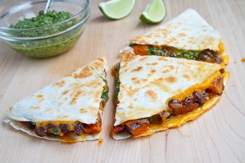 Sweet Potato and Black Bean Quesadillas with Swiss Chard Pesto Sweet Potato and Black Bean Quesadillas with Swiss Chard Pesto