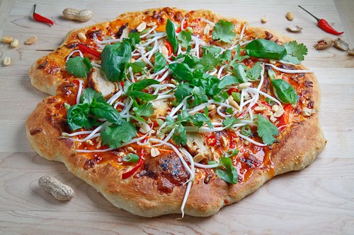 Thai Chicken Pizza with Sweet Chili Sauce Thai Chicken Pizza with Sweet Chili Sauce