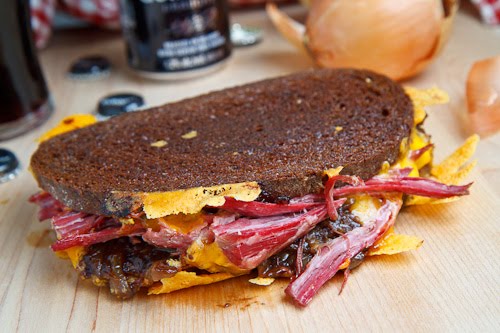 Corned Beef Grilled Cheese Sandwich with Guinness Caramelized Onions Corned Beef Grilled Cheese Sandwich with Guinness Caramelized Onions