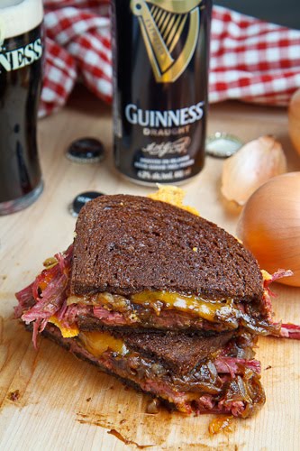 Corned Beef Grilled Cheese Sandwich with Guinness Caramelized Onions Corned Beef Grilled Cheese Sandwich with Guinness Caramelized Onions