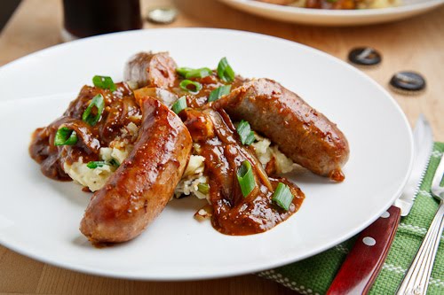 Bangers and Colcannon with Guinness Onion Gravy Bangers and Colcannon with Guinness Onion Gravy