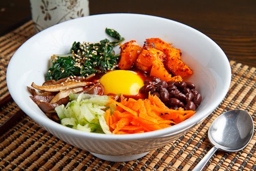 Roasted Butternut Squash, Black Bean and Swiss Chard Quinoa Bibimbap