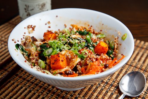 Roasted Butternut Squash, Black Bean and Swiss Chard Quinoa Bibimbap Roasted Butternut Squash, Black Bean and Swiss Chard Quinoa Bibimbap