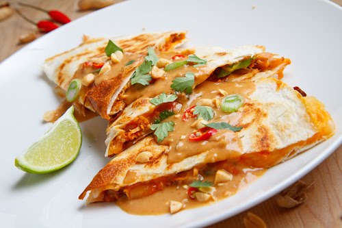 Spicy Peanut Chicken Quesadillas Spicy Peanut Chicken Quesadillas