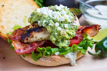 Tequila Lime Grilled Chicken Club Sandwich with Guacamole and Roasted Jalapeno Mayo Tequila Lime Grilled Chicken Club Sandwich with Guacamole and Roasted Jalapeno Mayo